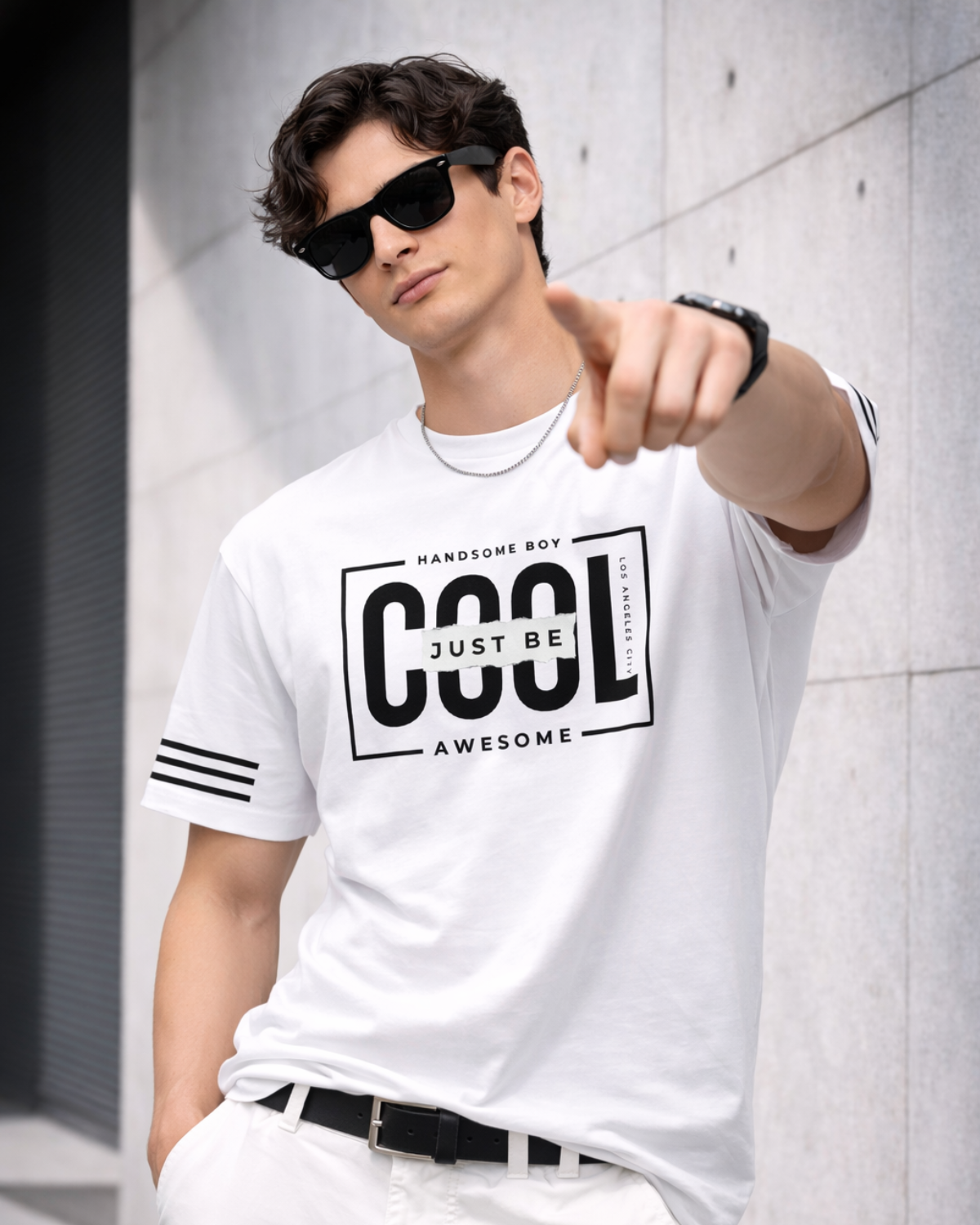 Just Be Cool Minimal Typography Oversized T-Shirt (Black & White)