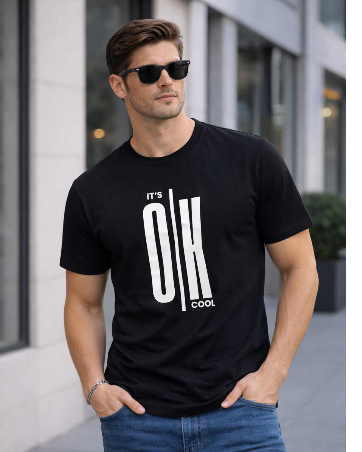 It’s OK Minimal Typography Oversized T-Shirt (Black & White)