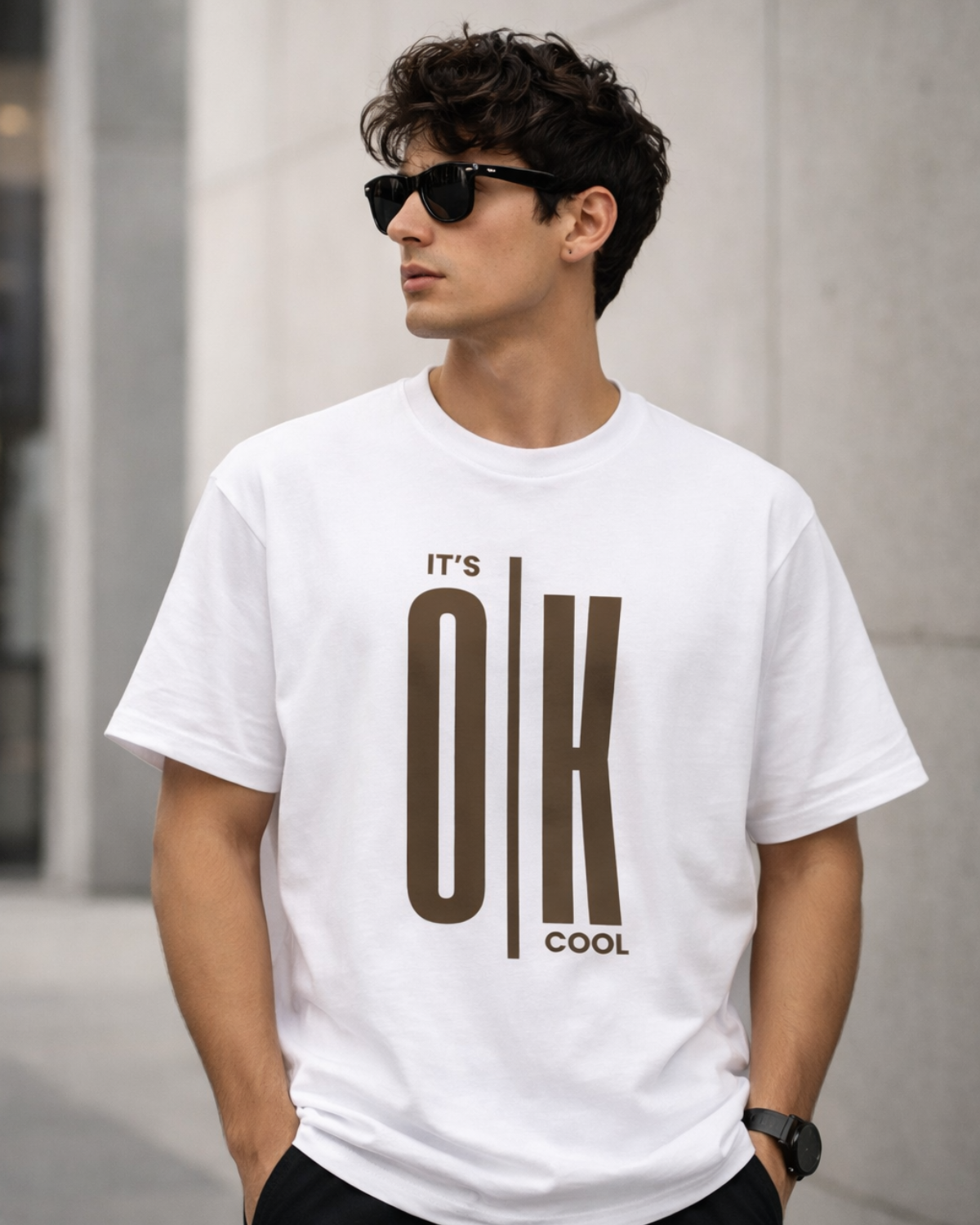 It’s OK Minimal Typography Oversized T-Shirt (Black & White)