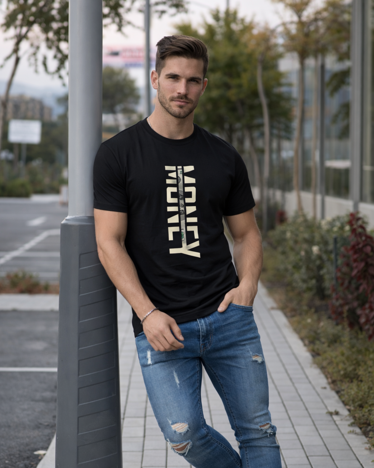 Money Mindset Vertical Graphic Oversized T-Shirt (Black Edition)
