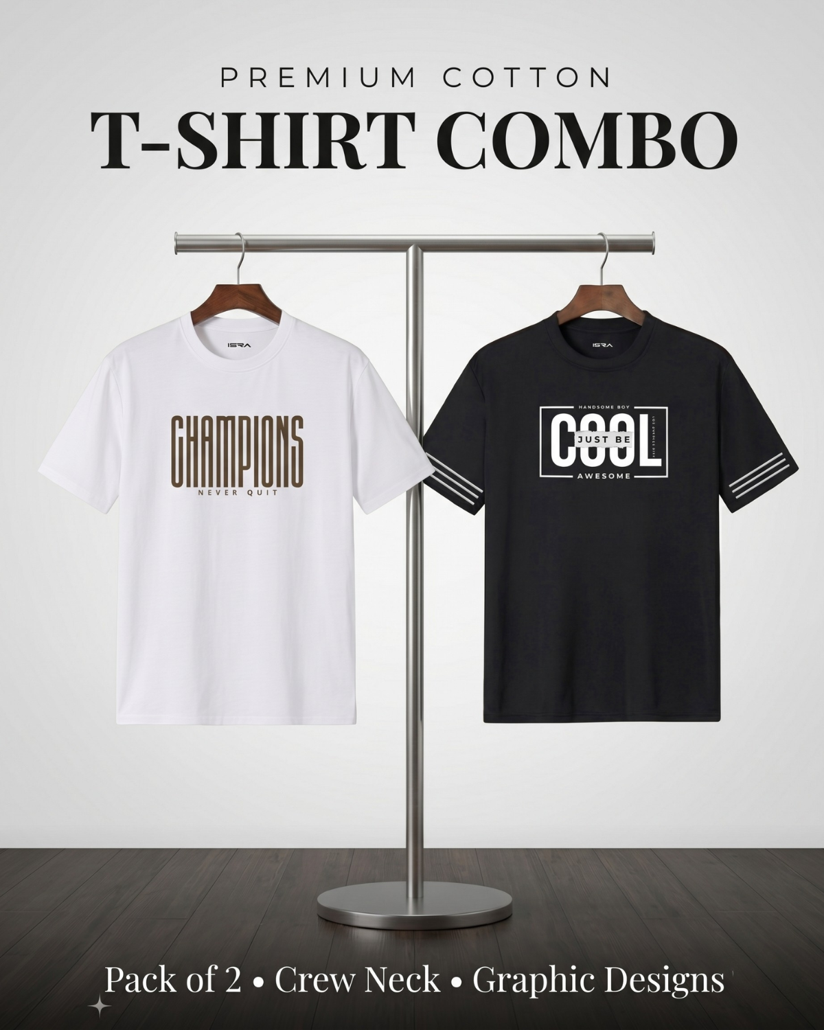 Premium Graphic  Man T-Shirt Combo (Pack of 2) – Champions Edition