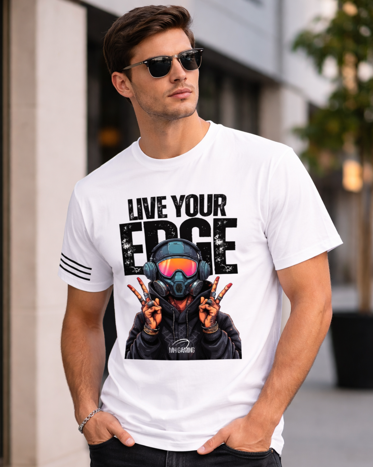 Live Your Edge Graphic Oversized T-Shirt (Black & White)