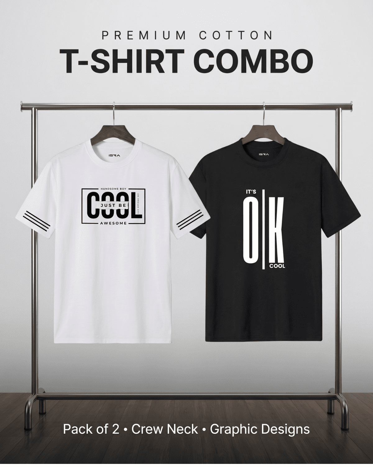 Premium Black & White T-Shirt Combo (Pack of 2) – Cool Edition | ISRA Fashion