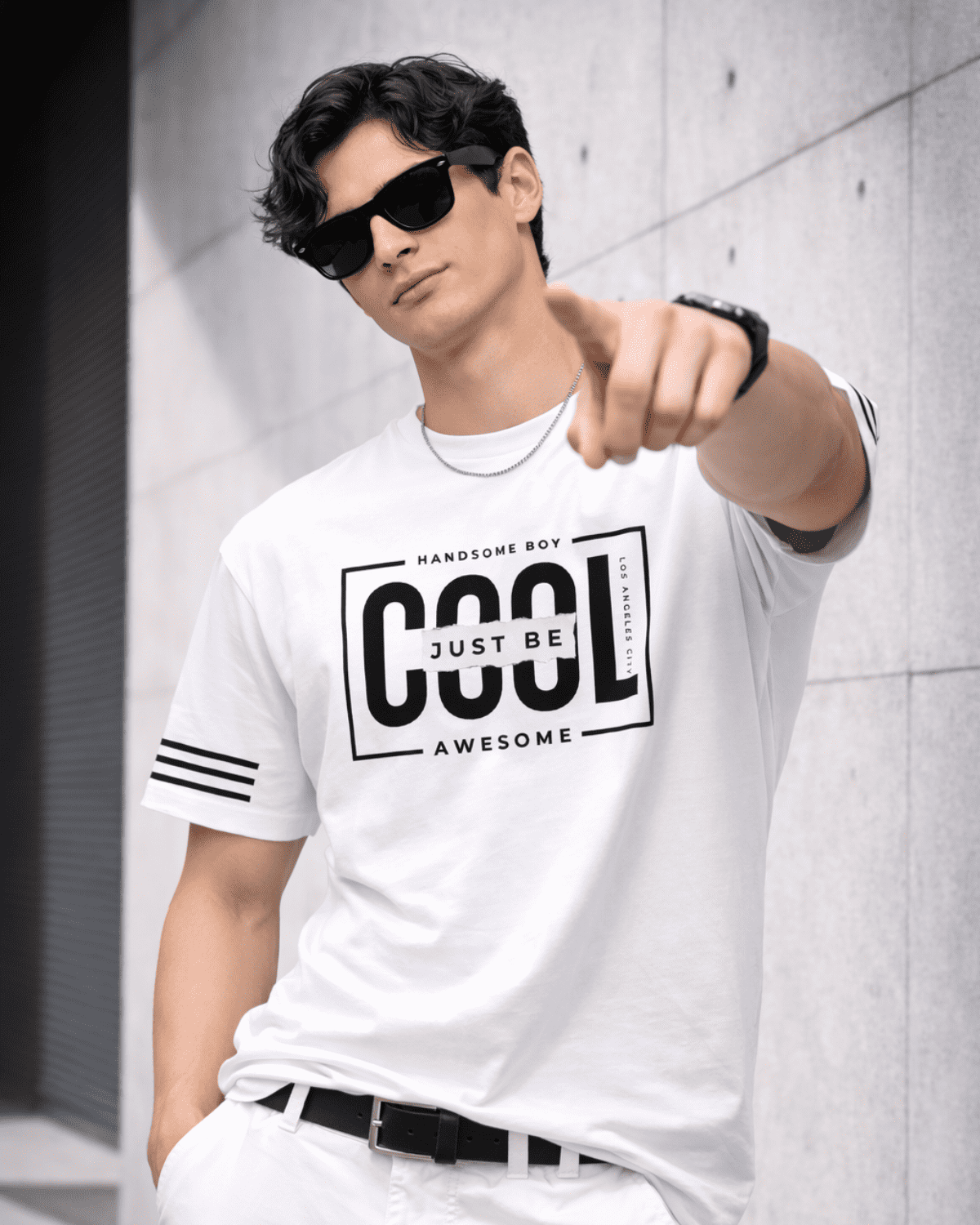 Just Be Cool Minimal Typography T-Shirt (Black & White)