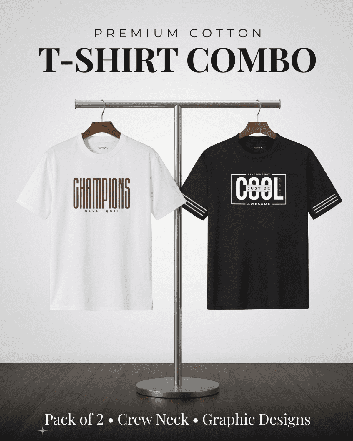 Premium Graphic  Man T-Shirt Combo (Pack of 2) – Champions Edition