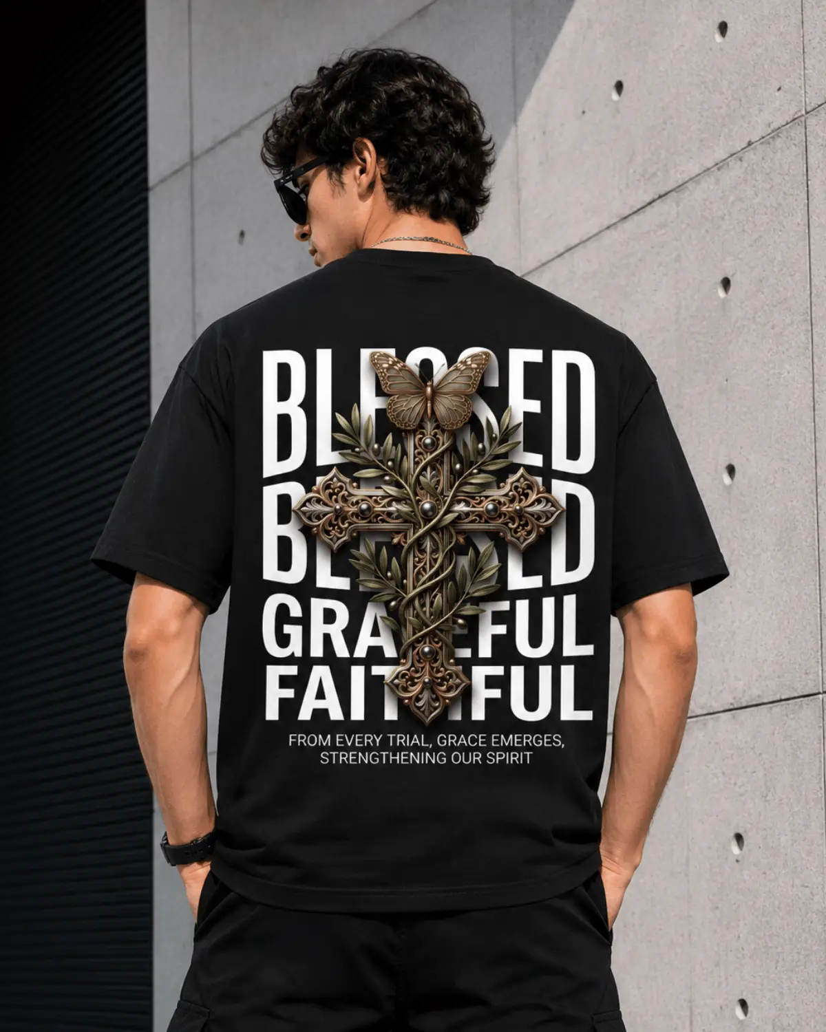 Blessed Oversized T-Shirt for Men | Premium Black Graphic Tee