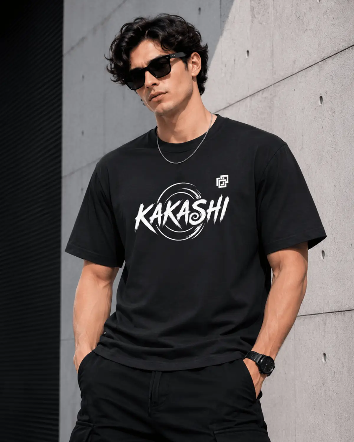 Kakashi Anime Oversized T-Shirt | Premium Black Graphic Tee